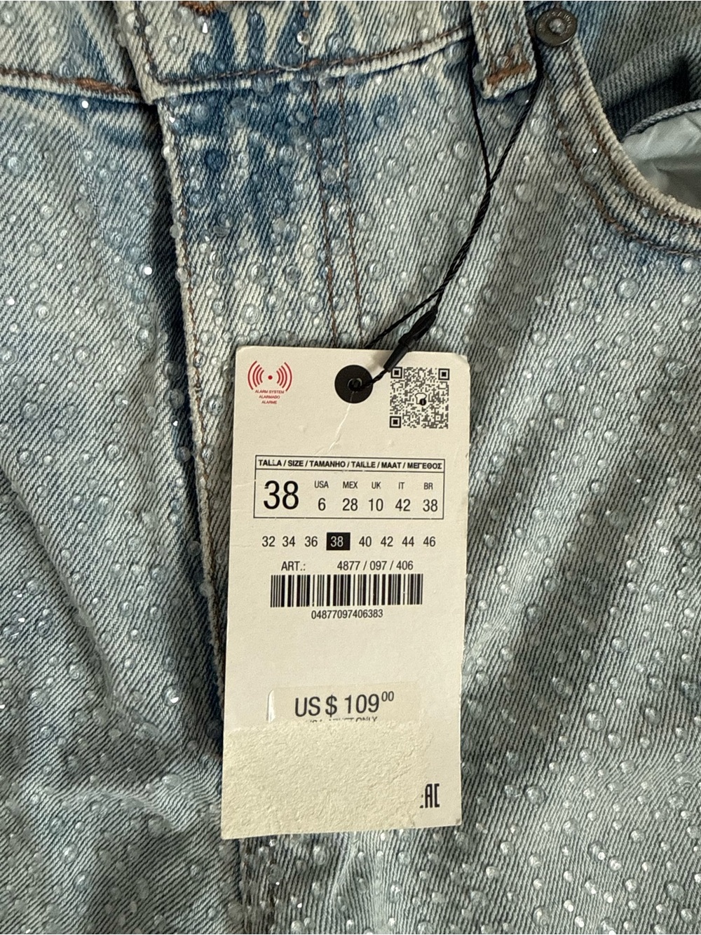 ZARA Women's Straight Jeans - Light Blue Acid Wash - Picture 5 of 5
